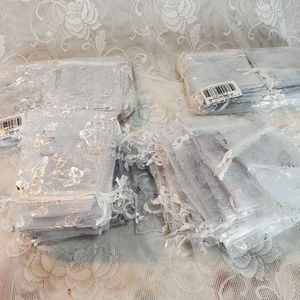 White and silver  Organza bags